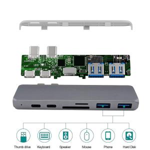 Cheap 7 in 1 Dual Type-C Docking Station Thunderbolt 3 Hub for 2016/2017/2018 MacBook Pro with 100W Power Delivery USB-C,4K HD for sale