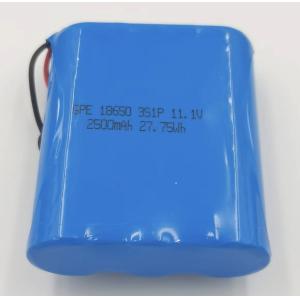 18650 Lithium Rechargeable Battery Pack 11.1V 2500mAh Battery For Detector