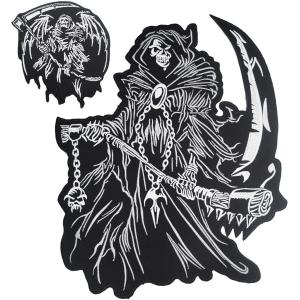 Cheap Sustainable 25.4cm Height Grim Reaper Patch Iron On Funny Biker Patches for sale
