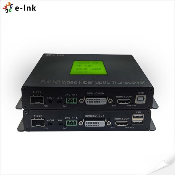 Quality Cloud managed Multi-function DVI Fiber Converter 1Ch 1080P DVI + USB KVM + 1Ch RS232 + 1Ch Bidi Stereo Audio + GPIO wholesale