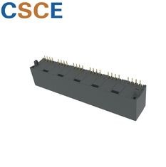 Round Pin RJ45 Modular Jack 8 Pin 8 Contact 1 X 6 Ports 5224 Series Current