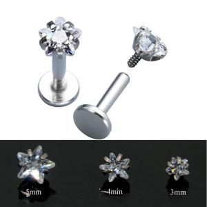 Surgical Steel Prong Set Zircon Ear Helix Tragus Lip Stud Cartilage Earring