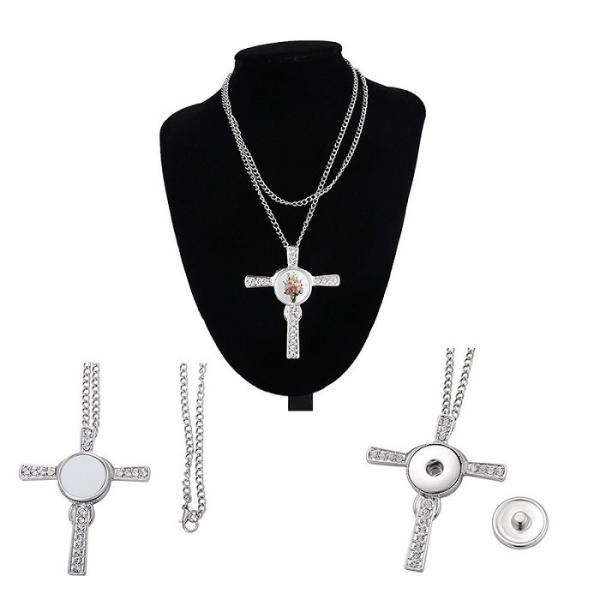 Sublimation Cross Photo Necklace Pendant With Cubic Zirconia Sublimation
