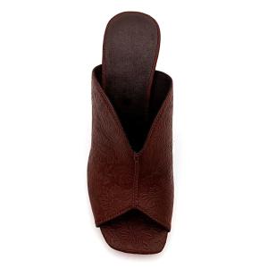 Quirky Square-Toe Loose Fit Mid Block Heeled Mule In Vegan Faux Leather