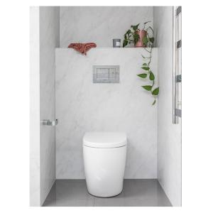 Polished Glazed Slab Marble Bathroom Vanity with Blanco Carrara Sintered Stone