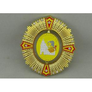 3D Spinning Die Cast Medals For Carnival With Rhinestone And Gold Plating