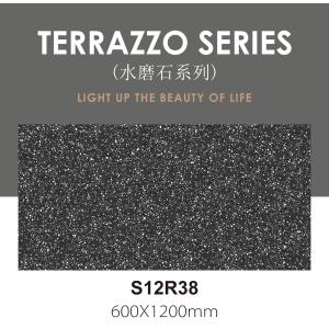 600x1200mm Antibacterial Dark Gray Terrazzo Porcelain Floor Tiles