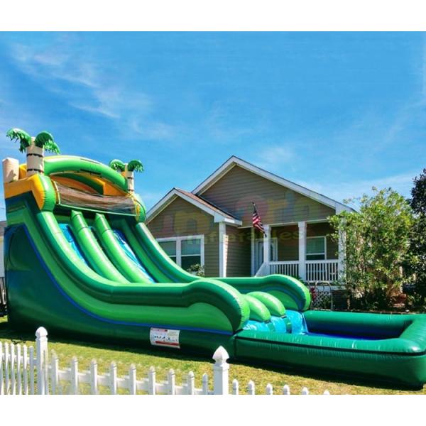Tarpaulin Outdoor Inflatable Water Slides Carnival Palm Tree Bounce House