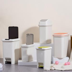 Slim Trash Can 10L Plastic Trash Can Garbage Can with Press Top Lid Modern Waste