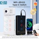 Tuya WiFi Wall Touch Switch Type C, Wireless RF433, with Timer and Voice Control