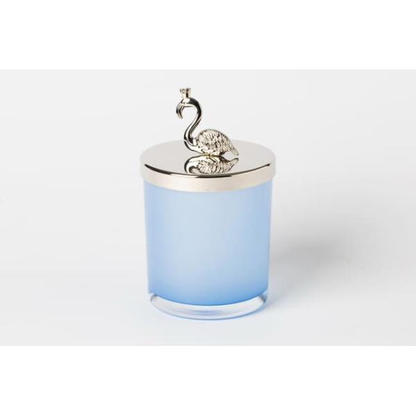 Empty 430ml Color Glass Candle Holder 15oz Blue Candle Jars With Lids