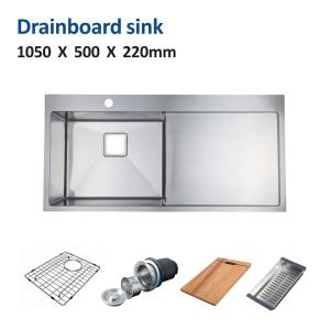 China 105x50 Black Undermount Kitchen Sink With Drainboard Brushed Single Bowl on sale