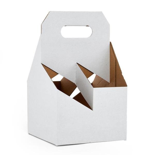 Custom Logo Recyclable Portable Kraft Paper Packaging Handle Wine Box for 4