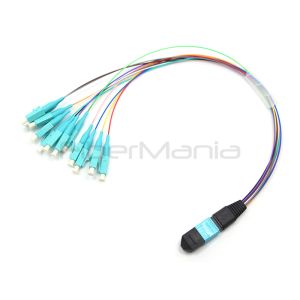 MPO Patch Cord MTP to LC Cable with 12 Core Ribbon Fiber 0.9mm Cable and 12
