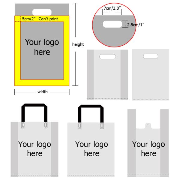 Merchandise Die Cut Handle Bags Custom Logo Printing Personalized Plastic Bags