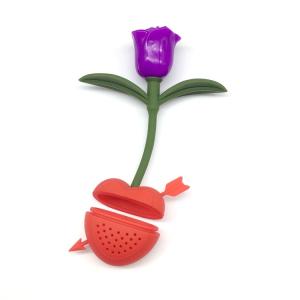 BPA Free FDA Unique Rose Cupid Heart Shape Flower Silicon Silicone Tea Bag