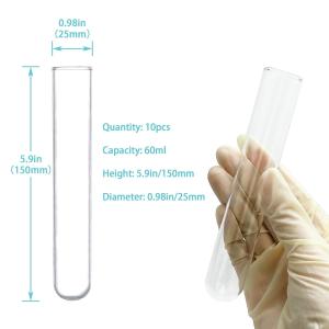 Test Tubes, 50ml - Borosilicate 3.3 Glass - 1.2mm Thick Walls, Beaded Rim -
