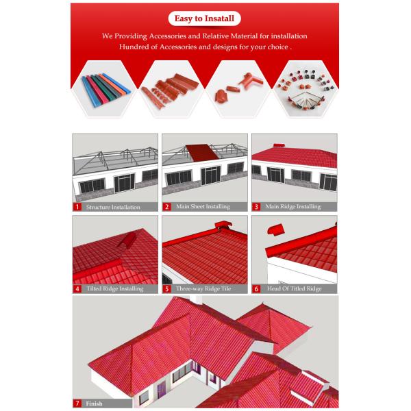 ASA Synthetic Resin Roof Tile 2.5mm Thickness B1 Fireproof