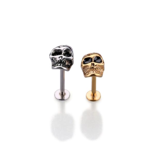 Surgical Steel Skull Cartilage Earring tragus helix piercing labret piercing cool skull lip piercing rings