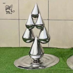 Stainless Steel Garden Sculpture Water Drop Metal Polished Home Artistic