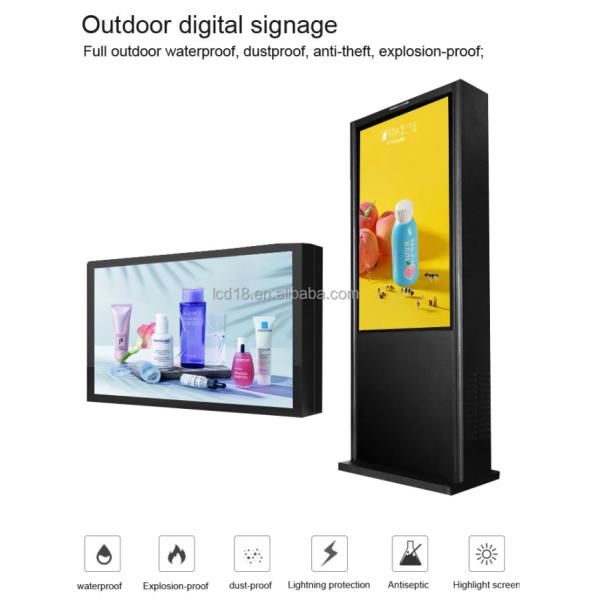 IP55 Waterproof 65in LCD Outdoor Digital Signage For Advertising