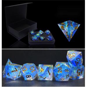 Cheap Blue and color strip resin characters play a multi -noodle dice set Dragon and Dungeon dnd dice for sale