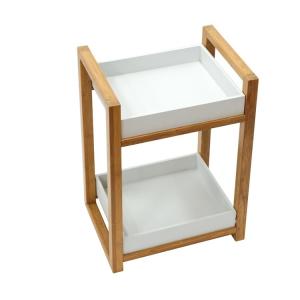 Environmental Protection Bamboo Double-layer Storage Rack for Tea Corner Small