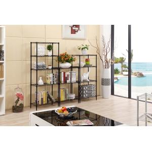 OEM 5 Tier Metal Wire Storage Shelves Painted Bookshelf Height Adjustable Black
