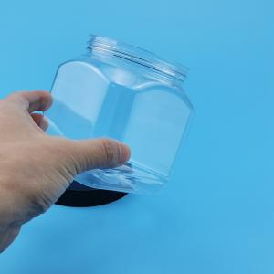 Clear 211# Screw Lid Pet Cookie Jar Square Shape Plastic Food Containers 380ml