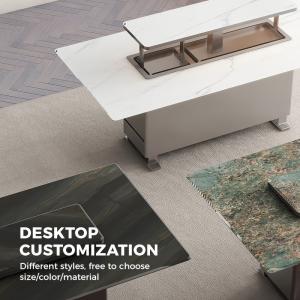 Dining Table Modern Multifunction Lift Up Marble Smart Home Furniture for 4-10