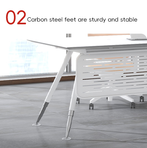 Modern Office Furniture Executive Desk with Metal Feet in Snow White support customization