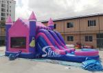 Outdoor double lane slide inflatable bouncy house with basketball ring N water