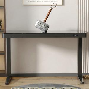 Customized White Black Wooden Electric Standing Desk with Drawers and Memory