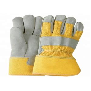 Wear Resistant Leather Safety Work Gloves Elastic Closure Sewn Inside