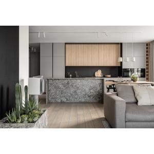 China Kitchen Furniture Custom Home Modular Wood Grain Kitchen Cabinet Modern on sale