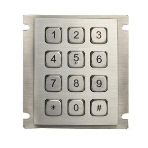 12 keys IP65 dust proof long stroke stainless steel keypad with top panel