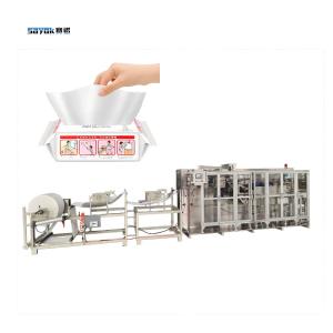 Cheap 7.5 KW Automatic Wet Floor Wipes Making Packing Machine With Servo Control 8 Sets Wetting Head for sale