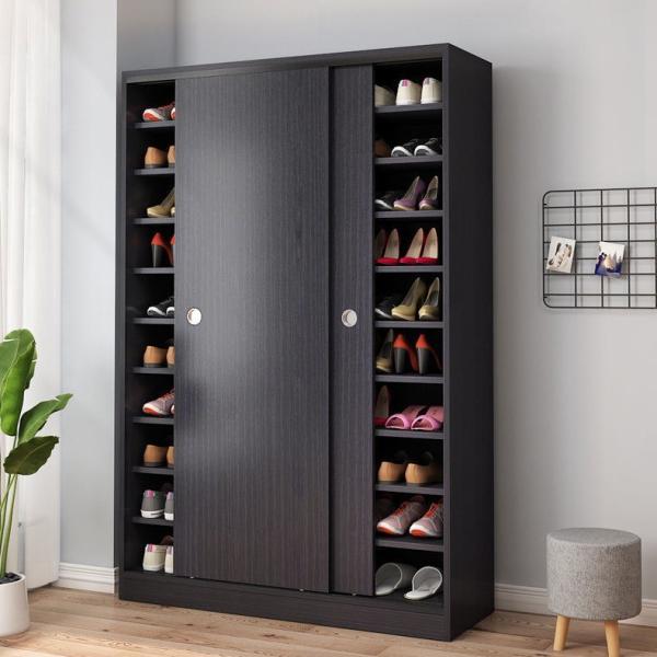 Quality Simple Modern Multi-Layer Large Capacity Household Doorway Wooden Sliding Door Entrance Shelf Storage Shoe Cabinet wholesale