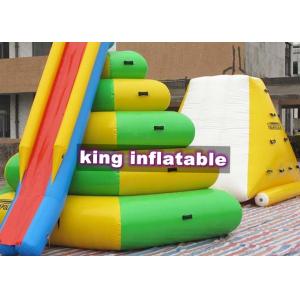 Heat Sealed Inflatable Water Park , Aqua Floating Island Climbing Tower Slide