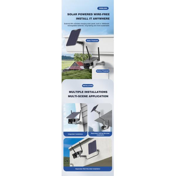 Eight Million Horizontal Articulation Outdoor Solar Camera Wifi Dual Lens CCTV Camera