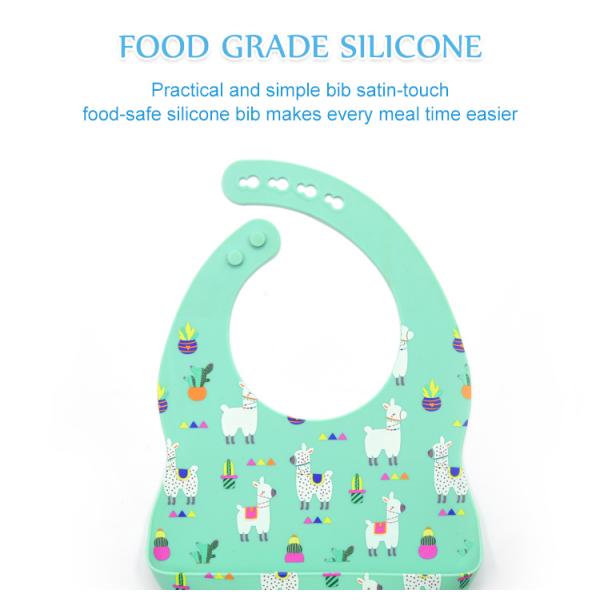 Customisable Patterns BSCI SGS Baby Silicone Bib With Pocket