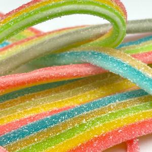 Fruit Flavored Sour Belt Candy Gummy Belt Soft Strip Bulk Fizzy Sour Sweets