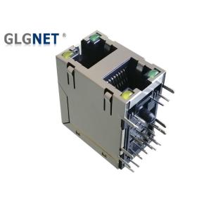 2x1 Stacked Female Connector RJ45 Without Magnetics EMT TAB EMI Spring LED