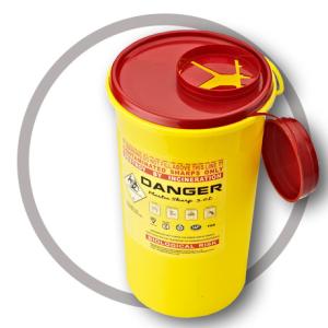 3 Litre Sharps disposal container, Sliding Lid, Red,Sharps Container |