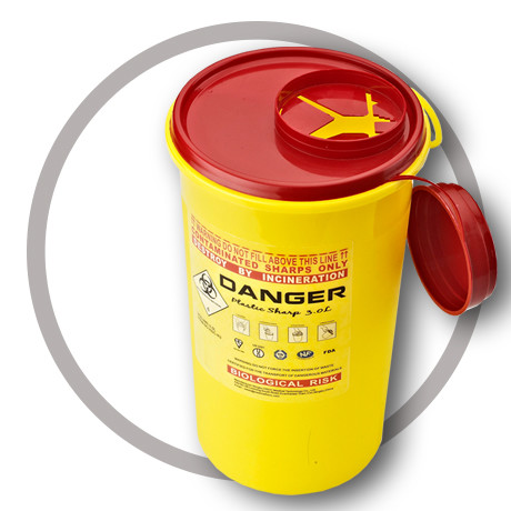 3 Litre Sharps disposal container, Sliding Lid, Red,Sharps Container |
