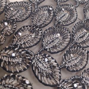 Handmade Pearls Custom Cloth Badges , Gold Rope Peacock Patches For Dresses