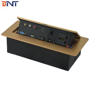 Gold Zinc Alloy Pop Up Media Socket Oval Corner With RCA / HDMI Configuration