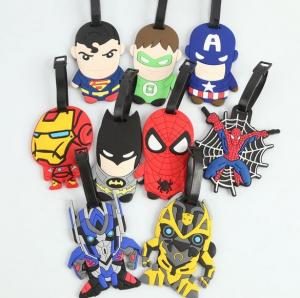 China Soft PVC Character 3D Travel Luggage Standard Size PVC Luggage Tag Suitcase Name Tag on sale