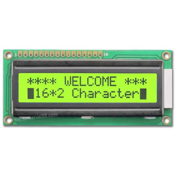 M1602A-Y5,16*2 LCM, Character Dot-matrix, STN Y-G LCD type, transflective