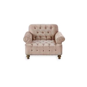 China Custom  Linen Fabric Button Tufted Accent Upholstered Tub Chair on sale